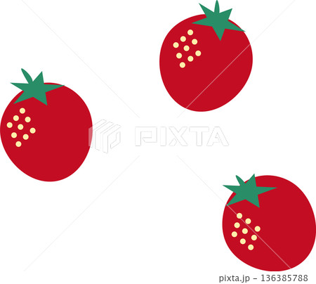 3粒の赤いイチゴのイラスト 3粒の赤いイチゴのイラスト 136385788