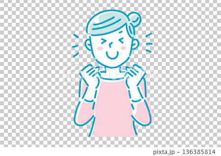 とっても喜んでいるシンプルな若い女性のイラスト 136385814