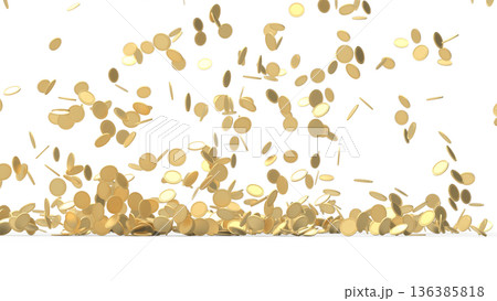 降ってくるゴールドコイン　CG 136385818