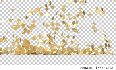 降ってくるゴールドコイン　CG 136385818