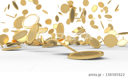 降ってくるゴールドコイン　CG 136385822