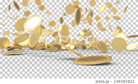 降ってくるゴールドコイン　CG 136385822