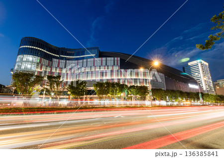 Night view of the Taipei Dome shopping mall in Taiwan, also known as the Farglory Dome, is a multi-purpose domed stadium. Night view of the Taipei Dome shopping mall in Taiwan, also known as the Farglory Dome, is a multi-purpose domed stadium. 136385841