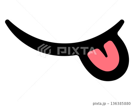 ぺろっと舌を出した茶目っ気たっぷりな笑顔の口元ベクターイラスト 136385880