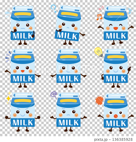 牛奶角色插入畫面部表情集 136385928