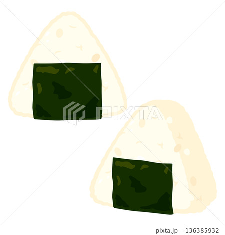 海苔おにぎりイラストセット 136385932