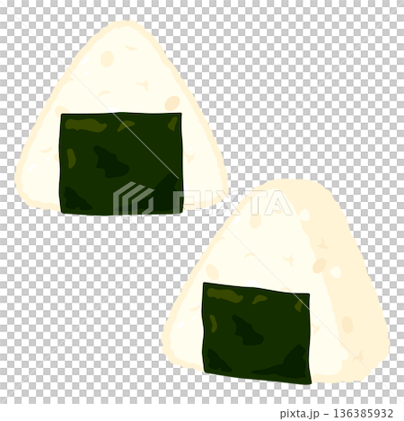 海苔おにぎりイラストセット 136385932