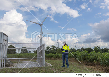 Survey Team Alternative energy for future. 136386059