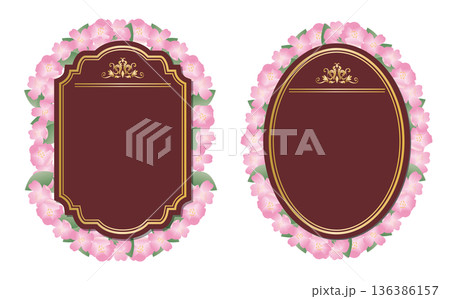 春の桜の花びらフレーム 136386157