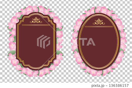 春の桜の花びらフレーム 136386157