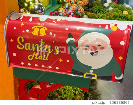 Christmas mailbox with Santa mail festive design 136386862