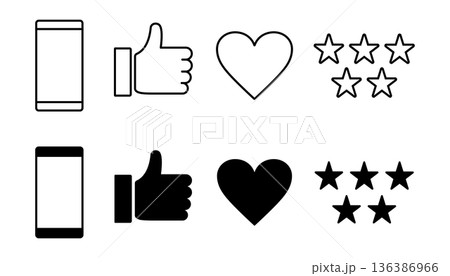 オンライン上で得られる高評価をイメージしたアイコンセット 136386966