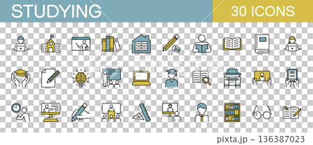 Study related icon set color 136387023