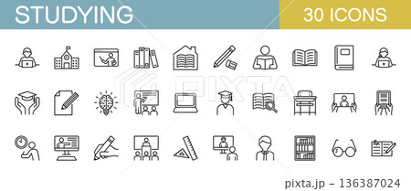 勉強に関するアイコンセット のイラスト素材 [136387024] - PIXTA