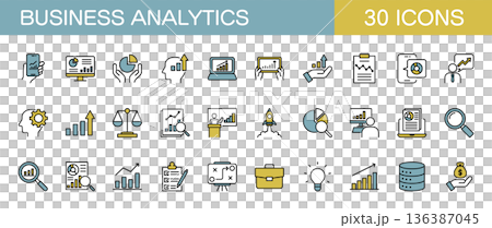 ビジネスアナリティクスに関するアイコンセット　カラー 136387045