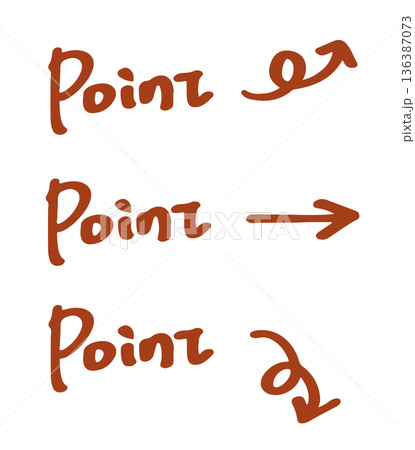 手描きのPointの文字と矢印のイラストセット 136387073