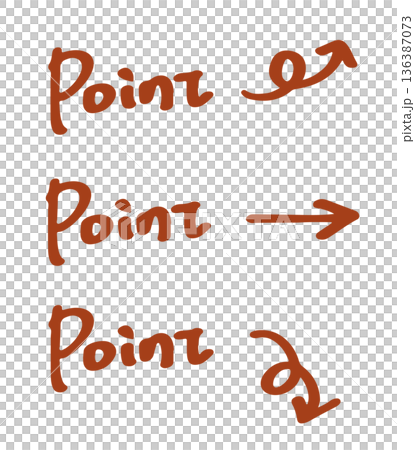 手描きのPointの文字と矢印のイラストセット 136387073