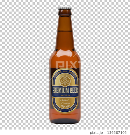Bottled beer illustration glass realistic 136387103
