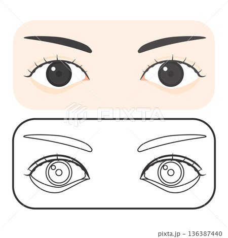 目の塗りと線のベクターイラスト 136387440