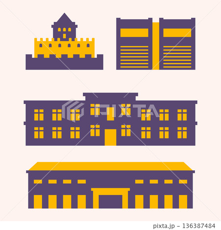 Shopping store building icon Shopping store building icon 136387484