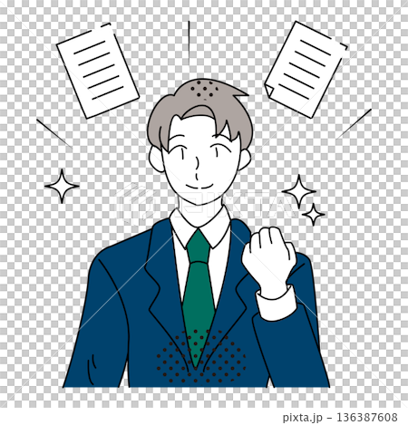 業務を整理し仕事をやり遂げたビジネスマンのイラスト 136387608
