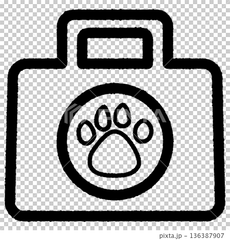 簡單可愛的寵物包和爪印線條畫 簡單可愛的寵物包和爪印線條畫 136387907
