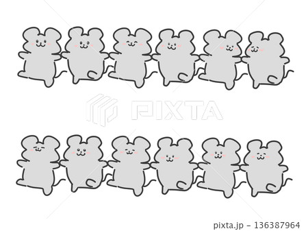 かわいいネズミのラインダンスイラスト 136387964