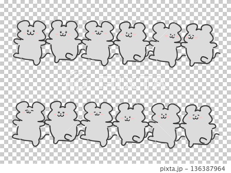 かわいいネズミのラインダンスイラスト 136387964