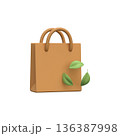 3D Eco-Friendly Shopping Bag with Green Leaves 136387998