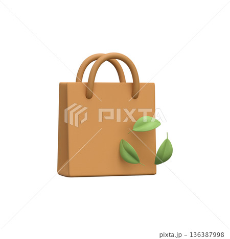 3D Eco-Friendly Shopping Bag with Green Leaves 3D Eco-Friendly Shopping Bag with Green Leaves 136387998