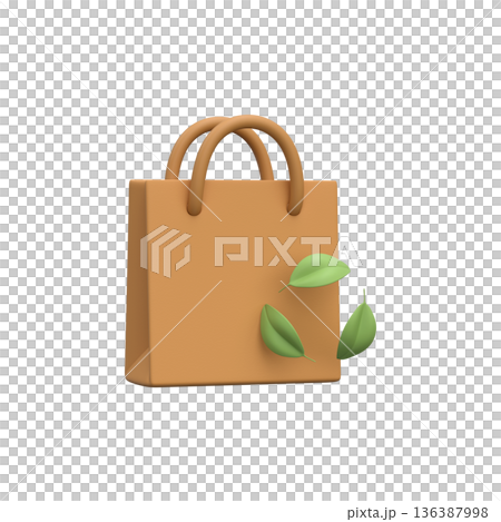 3D Eco-Friendly Shopping Bag with Green Leaves 3D Eco-Friendly Shopping Bag with Green Leaves 136387998
