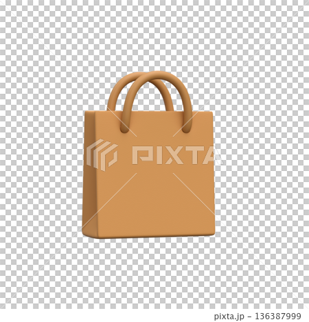 3D icon of a paper shopping bag 3D icon of a paper shopping bag 136387999