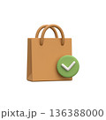 Shopping Bag with Check Mark 3D Icon 136388000