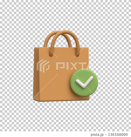 Shopping Bag with Check Mark 3D Icon Shopping Bag with Check Mark 3D Icon 136388000