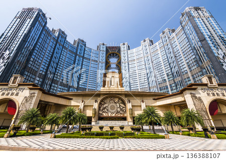 Beautiful view of Studio City is a hotel casino resort on the Cotai Strip in Macau, China, a Hollywood studio-themed leisure resort. 136388107