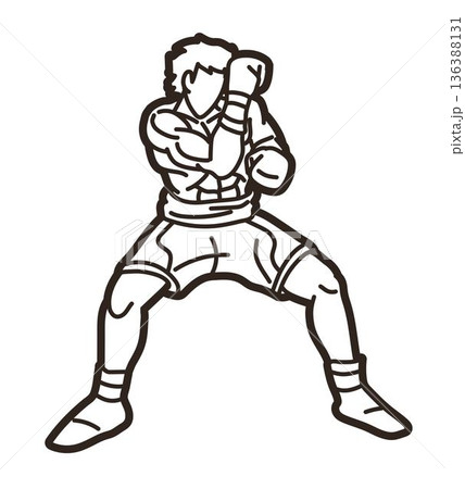 Boxing Sport Kickboxing Muay Thai Boxer Action Cartoon Graphic Vector 136388131