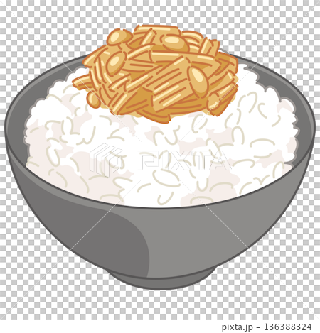 Illustration of nametake mushrooms and rice Illustration of nametake mushrooms and rice 136388324