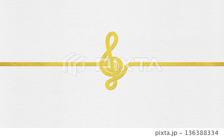 水引きでデザインした、おしゃれペーパーと「ト音記号」の背景 136388334