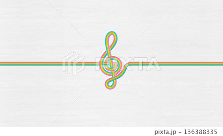 水引きでデザインした、おしゃれペーパーと「ト音記号」の背景 136388335