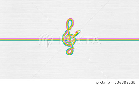 水引きでデザインした、おしゃれペーパーと「ト音記号」の背景 136388339
