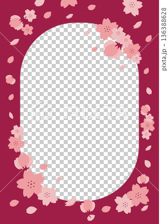 框架材料上覆蓋著櫻花花瓣 136388628