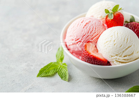 苺とバニラのイタリアンジェラート　AI画像 136388667