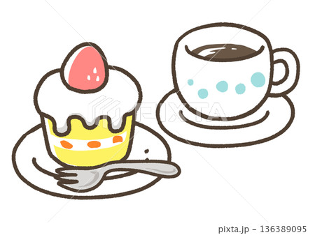 ケーキとコーヒーのセット 136389095