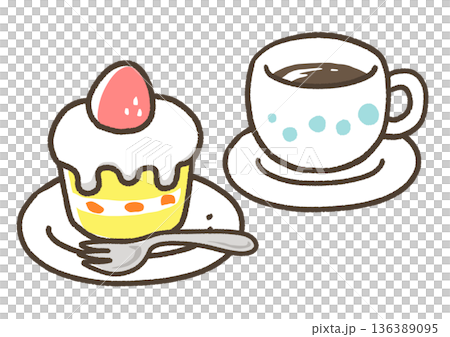 ケーキとコーヒーのセット 136389095