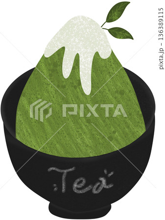 Delicious matcha bingsu in a black bowl Delicious matcha bingsu in a black bowl 136389115