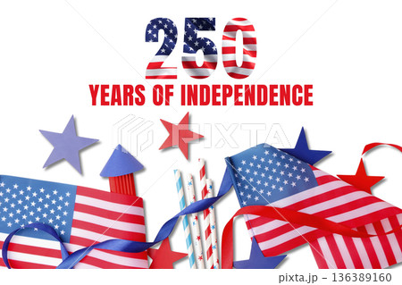 Festive decor shows the 250 years of independence for USA 136389160