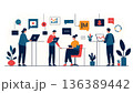 modern flat vector illustration of people working creatively with technology 136389442