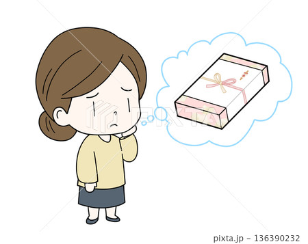 贈り物で悩む女性 贈り物で悩む女性 136390232