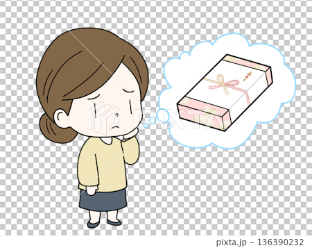 一位女士在禮物上遇到困難 136390232