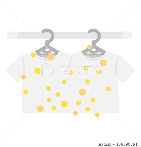 物干し竿と花粉がついた衣類　イラスト 136390361